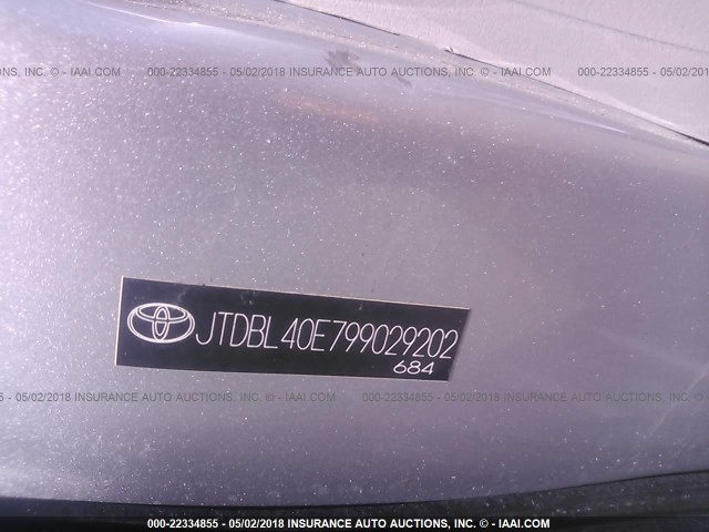 JTDBL40E799029202 - 2009 TOYOTA COROLLA LE/XLE SILVER photo 9