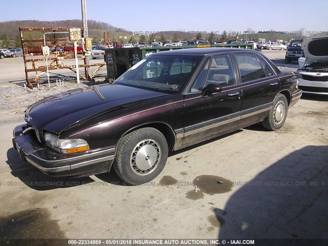 1G4HR53L3PH521054 - 1993 BUICK LESABRE LIMITED BURGUNDY photo 2