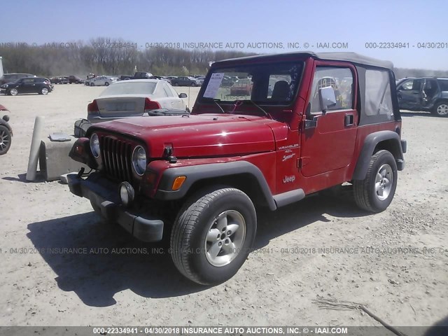 1J4FY19S4XP462134 - 1999 JEEP WRANGLER / TJ SPORT RED photo 2