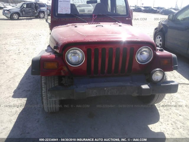 1J4FY19S4XP462134 - 1999 JEEP WRANGLER / TJ SPORT RED photo 6