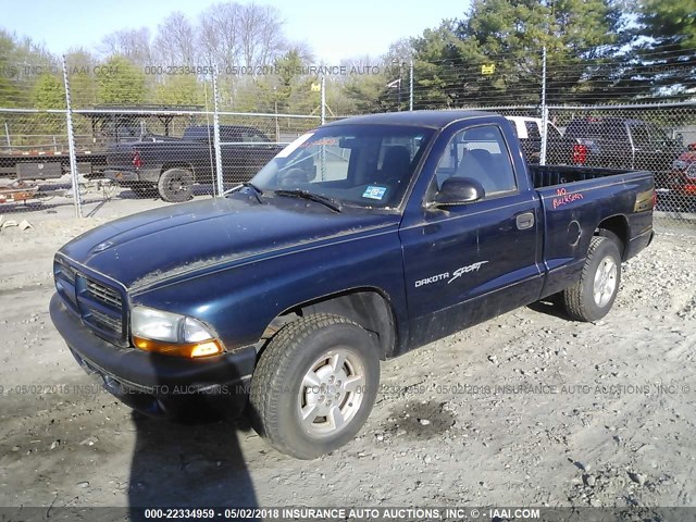 1B7FL26X01S334603 - 2001 DODGE DAKOTA BLUE photo 2