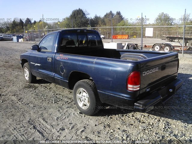 1B7FL26X01S334603 - 2001 DODGE DAKOTA BLUE photo 3