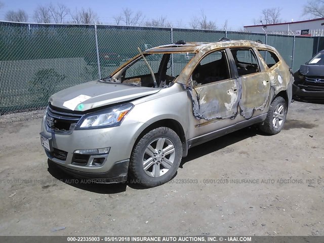 1GNKVJKD4DJ126725 - 2013 CHEVROLET TRAVERSE LT BEIGE photo 2