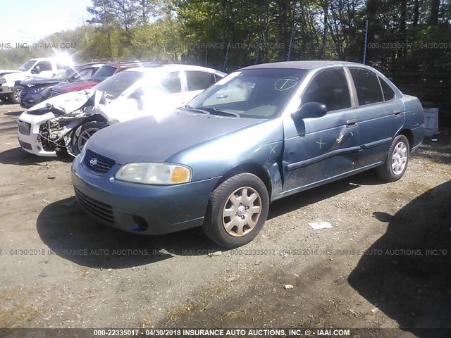 3N1CB51D22L663679 - 2002 NISSAN SENTRA XE/GXE BLUE photo 2