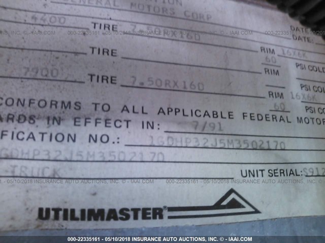 1GDHP32J5M3502170 - 1991 GMC FORWARD CONTROL C P3500 WHITE photo 9