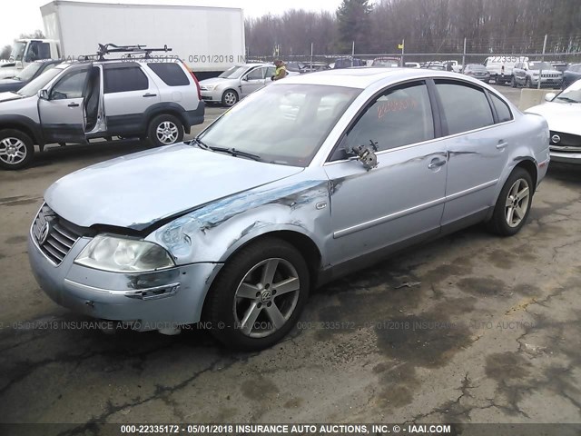 WVWTH63B94P058658 - 2004 VOLKSWAGEN PASSAT GLX 4MOTION BLUE photo 2