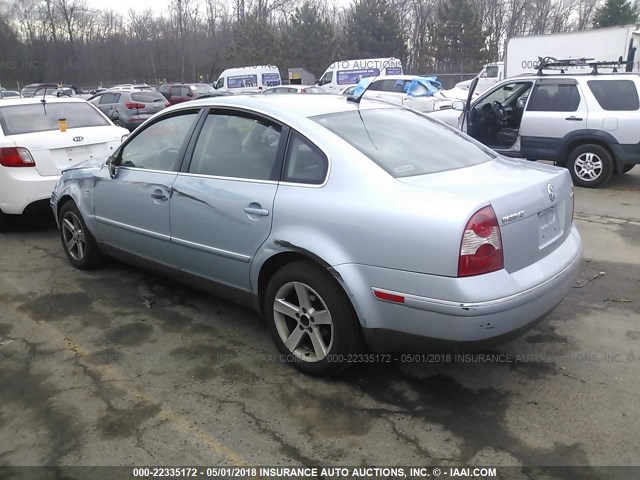 WVWTH63B94P058658 - 2004 VOLKSWAGEN PASSAT GLX 4MOTION BLUE photo 3