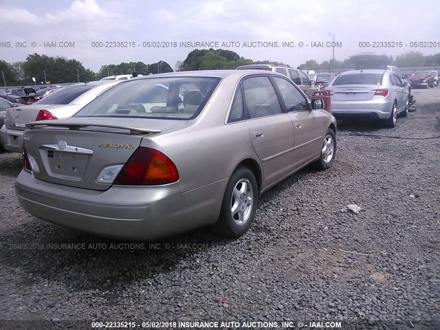 4T1BF28B4YU058511 - 2000 TOYOTA AVALON XL/XLS GOLD photo 4