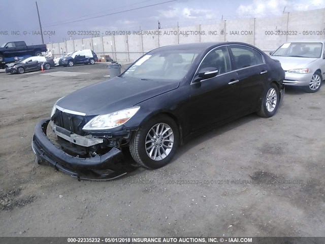 KMHGC46E39U016906 - 2009 HYUNDAI GENESIS 3.8L BLACK photo 2