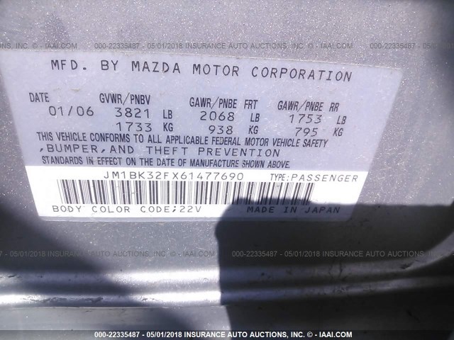 JM1BK32FX61477690 - 2006 MAZDA 3 I SILVER photo 9