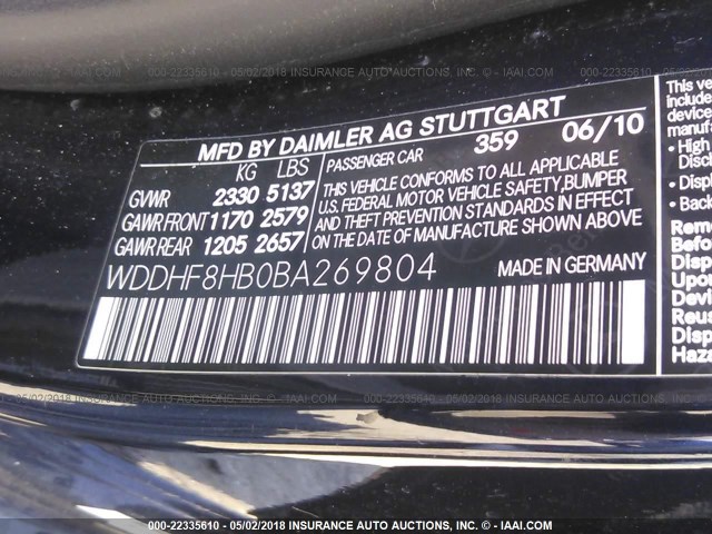 WDDHF8HB0BA269804 - 2011 MERCEDES-BENZ E 350 4MATIC Dark Blue photo 9