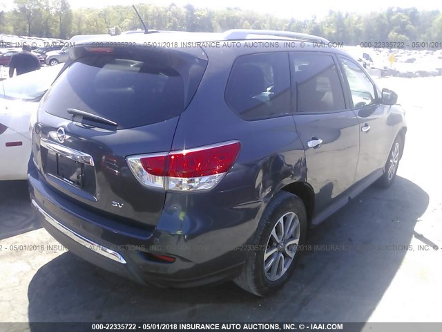 5N1AR2MN4DC641373 - 2013 NISSAN PATHFINDER S/SV/SL/PLATINUM GRAY photo 4