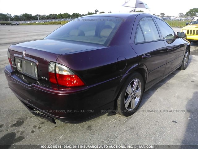 1LNHM87A06Y605307 - 2006 LINCOLN LS BURGUNDY photo 4