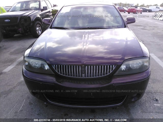 1LNHM87A06Y605307 - 2006 LINCOLN LS BURGUNDY photo 6