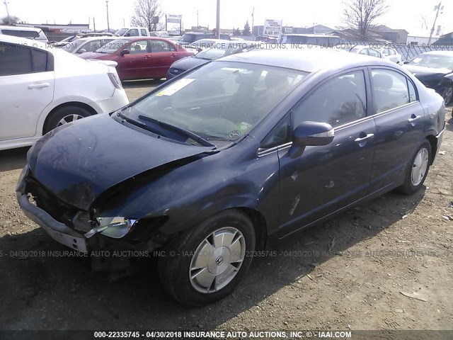 JHMFA36216S027415 - 2006 HONDA CIVIC HYBRID Navy photo 2