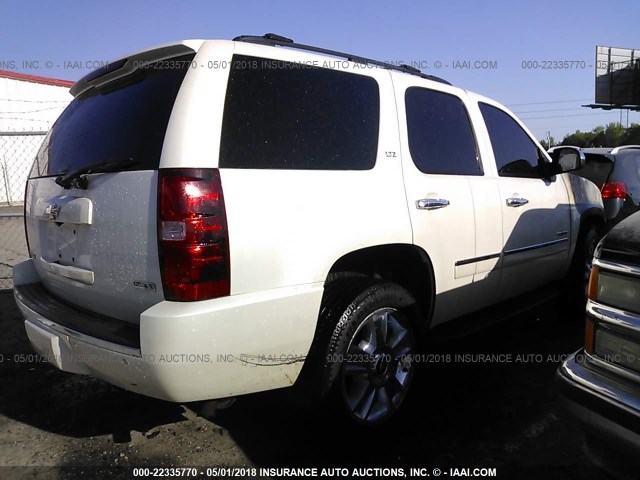 1GNUKCE03AR283133 - 2010 CHEVROLET TAHOE K1500 LTZ WHITE photo 4