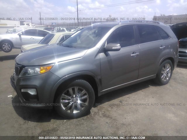 5XYKW4A23BG170459 - 2011 KIA SORENTO SX GRAY photo 2