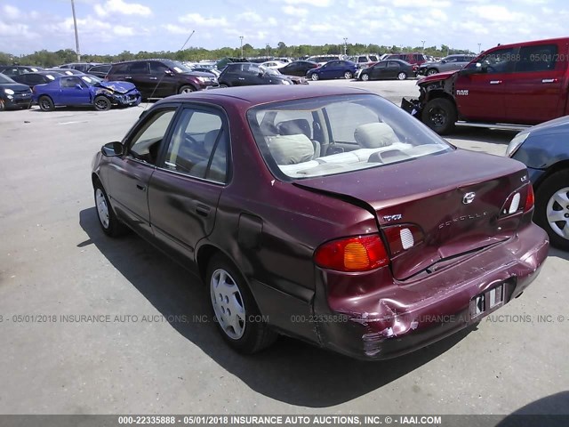 1NXBR18E9XZ230249 - 1999 TOYOTA COROLLA VE/CE/LE MAROON photo 3