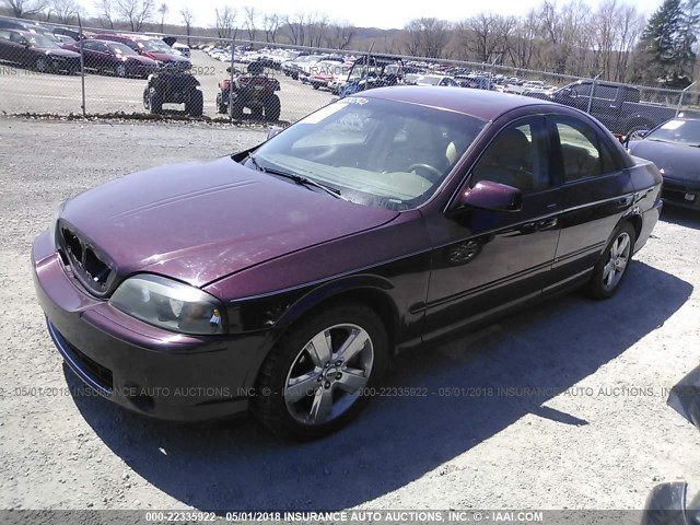 1LNFM87A16Y619496 - 2006 LINCOLN LS BURGUNDY photo 2