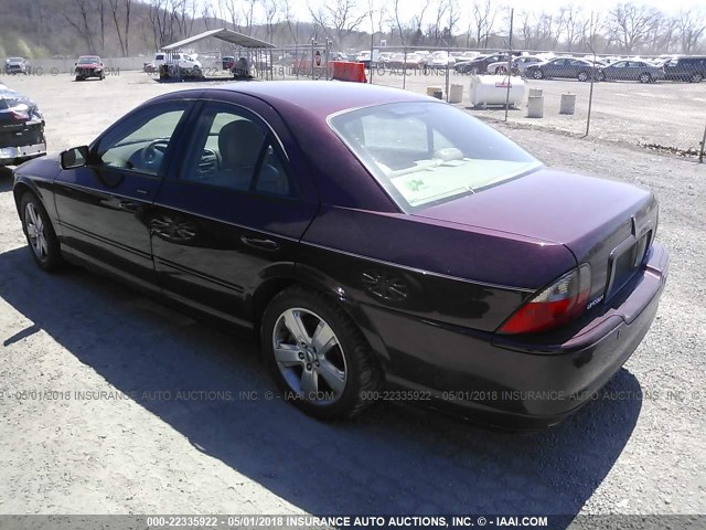 1LNFM87A16Y619496 - 2006 LINCOLN LS BURGUNDY photo 3