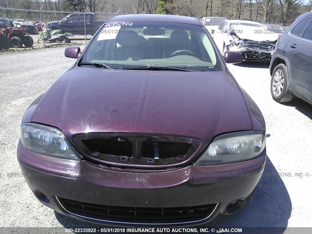 1LNFM87A16Y619496 - 2006 LINCOLN LS BURGUNDY photo 6