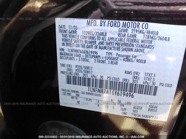 1LNFM87A16Y619496 - 2006 LINCOLN LS BURGUNDY photo 9