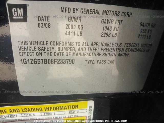 1G1ZG57B08F233790 - 2008 CHEVROLET MALIBU LS 蓝色 照片 9