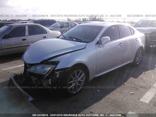 JTHBF5C29D5190616 - 2013 LEXUS IS 250 SILVER photo 2