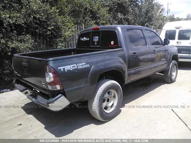 5TFJU4GN5FX064648 - 2015 TOYOTA TACOMA DOUBLE CAB PRERUNNER GRAY photo 4