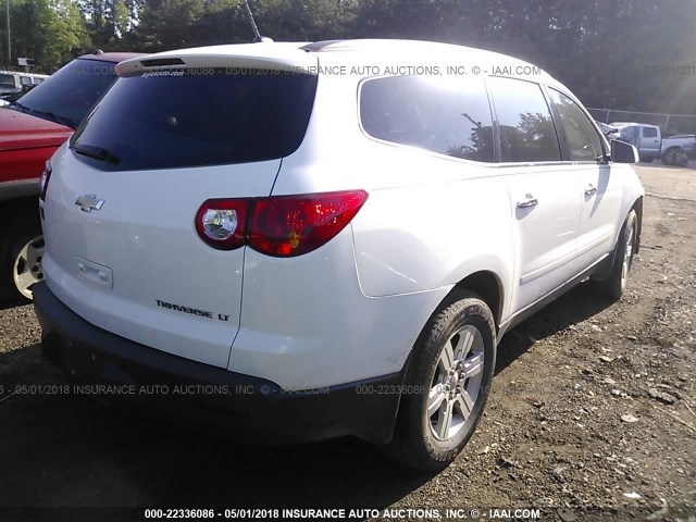 1GNKRGED9CJ196528 - 2012 CHEVROLET TRAVERSE LT WHITE photo 4