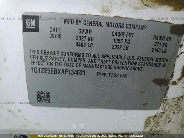 1G1ZE5EBXAF134621 - 2010 CHEVROLET MALIBU LTZ 白色 照片 9