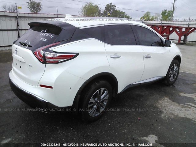 5N1AZ2MG4GN167600 - 2016 NISSAN MURANO S/SL/SV/PLATINUM WHITE photo 4