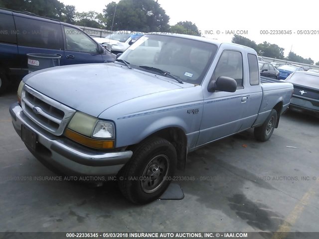 1FTYR14U9WPA17195 - 1998 FORD RANGER SUPER CAB BLUE photo 2