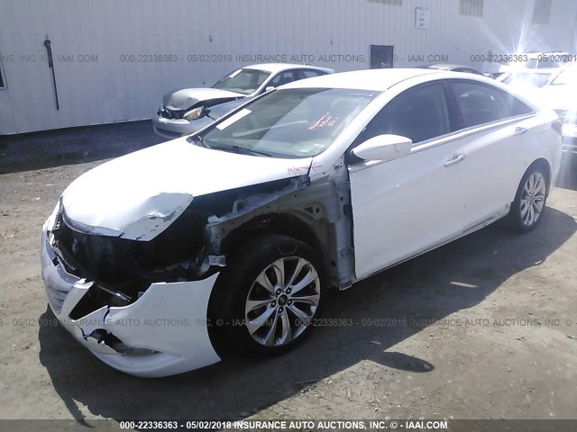 5NPEC4AC0BH001555 - 2011 HYUNDAI SONATA SE/LIMITED WHITE photo 2