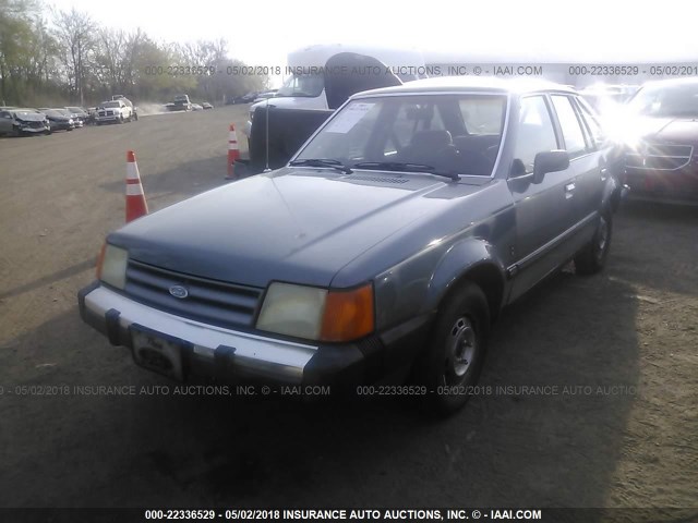 1FAPP2597HW248127 - 1987 FORD ESCORT GL TEAL photo 2