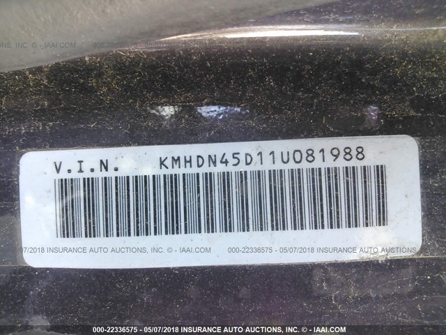 KMHDN45D11U081988 - 2001 HYUNDAI ELANTRA GLS/GT GRAY photo 9