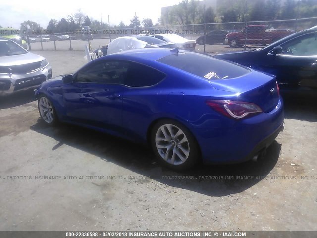 KMHHT6KDXDU091737 - 2013 HYUNDAI GENESIS COUPE 2.0T BLUE photo 3