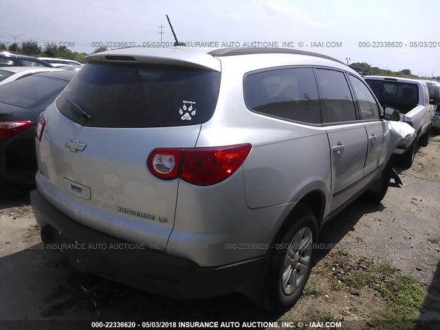 1GNKRFED3CJ399389 - 2012 CHEVROLET TRAVERSE LS SILVER photo 4