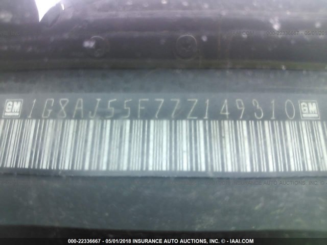 1G8AJ55F77Z149310 - 2007 SATURN ION LEVEL 2 WHITE photo 9