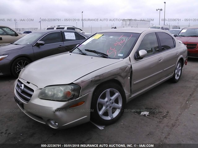 JN1DA31D22T408456 - 2002 NISSAN MAXIMA GLE/GXE/SE GOLD photo 2