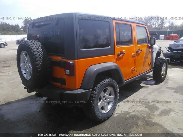 1C4HJWFG9CL182727 - 2012 JEEP WRANGLER UNLIMITE RUBICON ORANGE photo 4