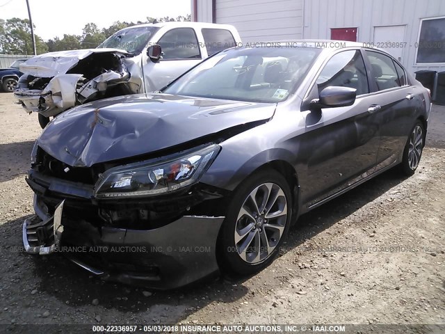 1HGCR2F50EA041314 - 2014 HONDA ACCORD SPORT GRAY photo 2