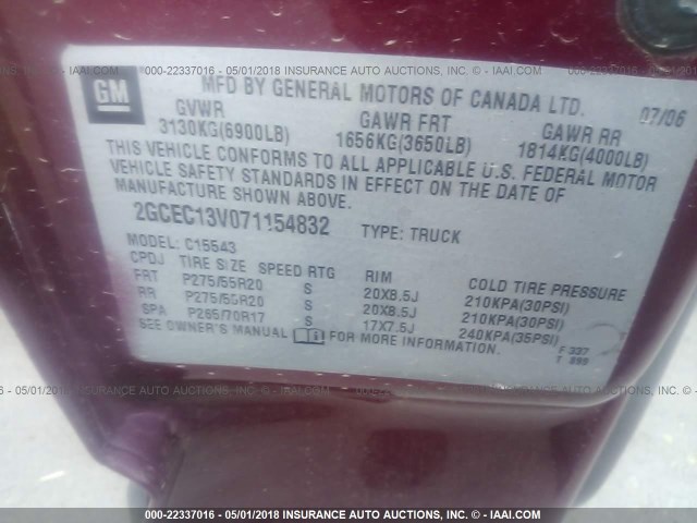 2GCEC13V071154832 - 2007 CHEVROLET SILVERADO C1500 CLASSIC CREW CAB RED photo 9