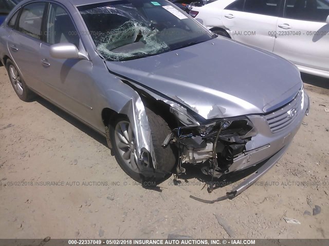 KMHFC46F16A128377 - 2006 HYUNDAI AZERA SE/LIMITED SILVER photo 6