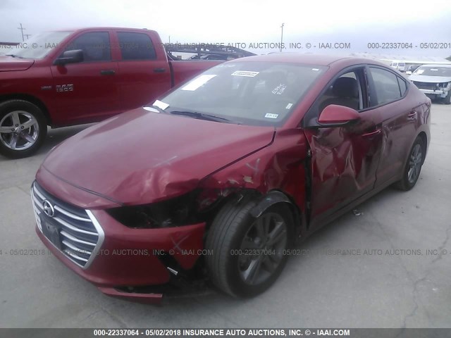 5NPD84LF9JH214409 - 2018 HYUNDAI ELANTRA SEL/VALUE/LIMITED RED photo 2