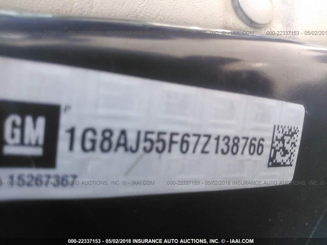 1G8AJ55F67Z138766 - 2007 SATURN ION LEVEL 2 Dark Blue photo 9