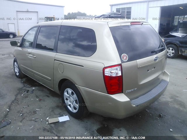 KNDMB233X66046258 - 2006 KIA SEDONA EX/LX BEIGE photo 3