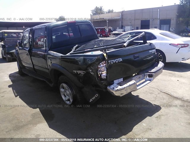 5TEHN72N72Z136148 - 2002 TOYOTA TACOMA DOUBLE CAB GREEN photo 3