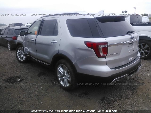 1FM5K8F88GGC05204 - 2016 FORD EXPLORER LIMITED 银色 照片 3