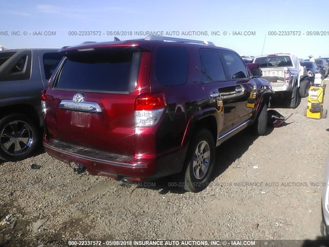 JTEBU5JR8B5037385 - 2011 TOYOTA 4RUNNER SR5/LIMITED/TRAIL RED photo 4